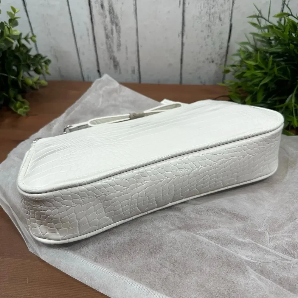 Pretty Little Thing Women's White Croc‎ Shoulder Bag